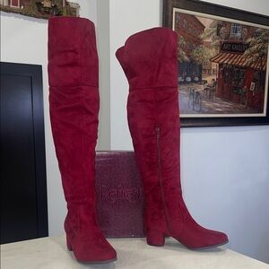 New! ✨”Refresh” Women's Burgundy Faux Suede Over the Knee Boots- Size 8